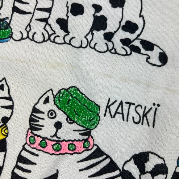 VTG Marcy & Me Cats Sweatshirt Fits Like A Medium White Dingy Crewneck Tag OS - Picture 3 of 16